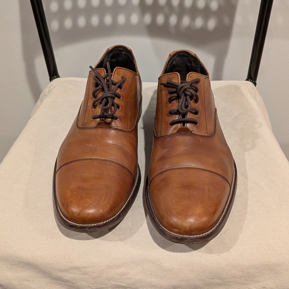 Cole Haan Tan Leather Cap-Toe Derby Shoes
